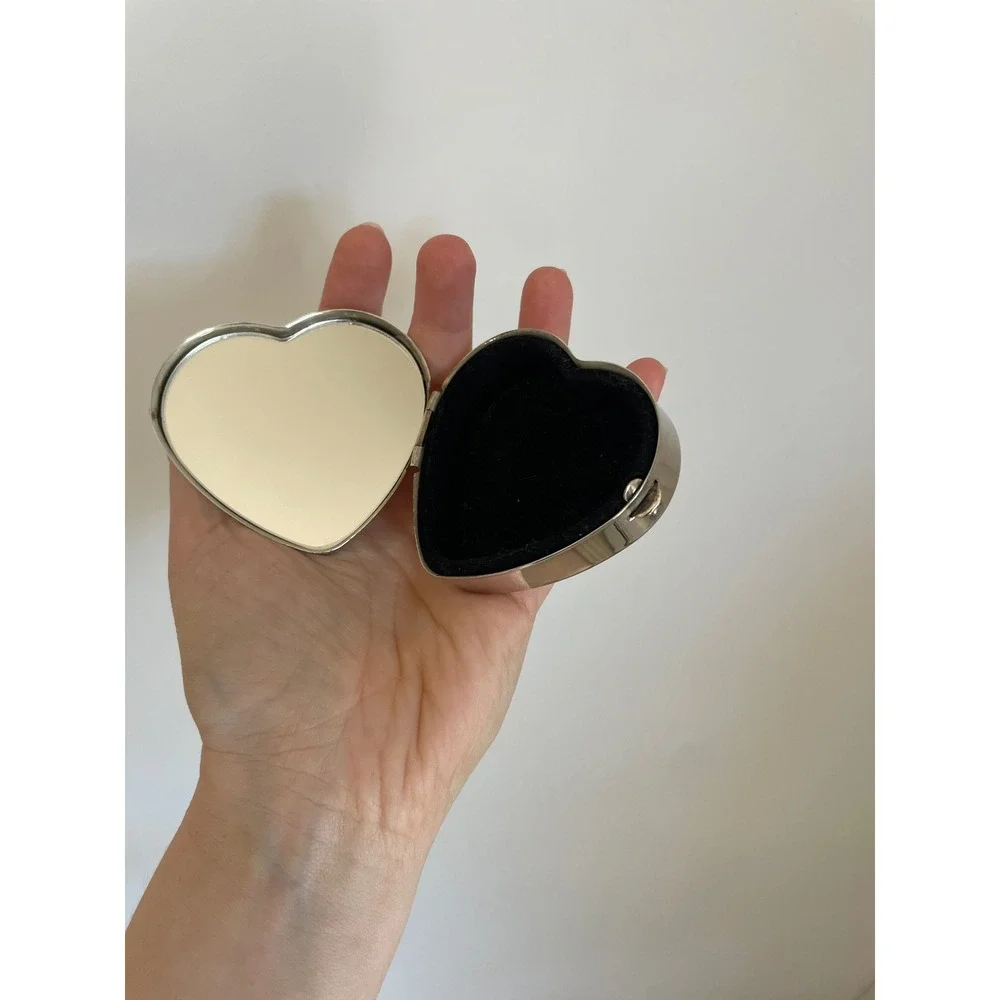 Vintage Heart Shaped Trinket Jewelry Box, Mirror‎ Lined, Buckingham Palace